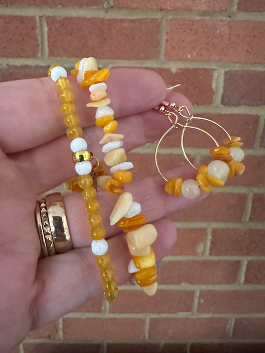 Gold Nugget Set (7.5" Bracelets & Earrings)