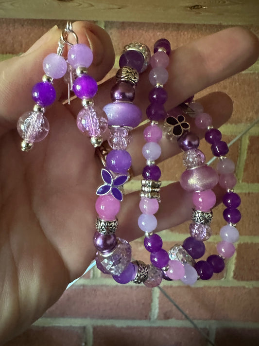 Purple Passion Set (2 8.5" Bracelet & Earrings)